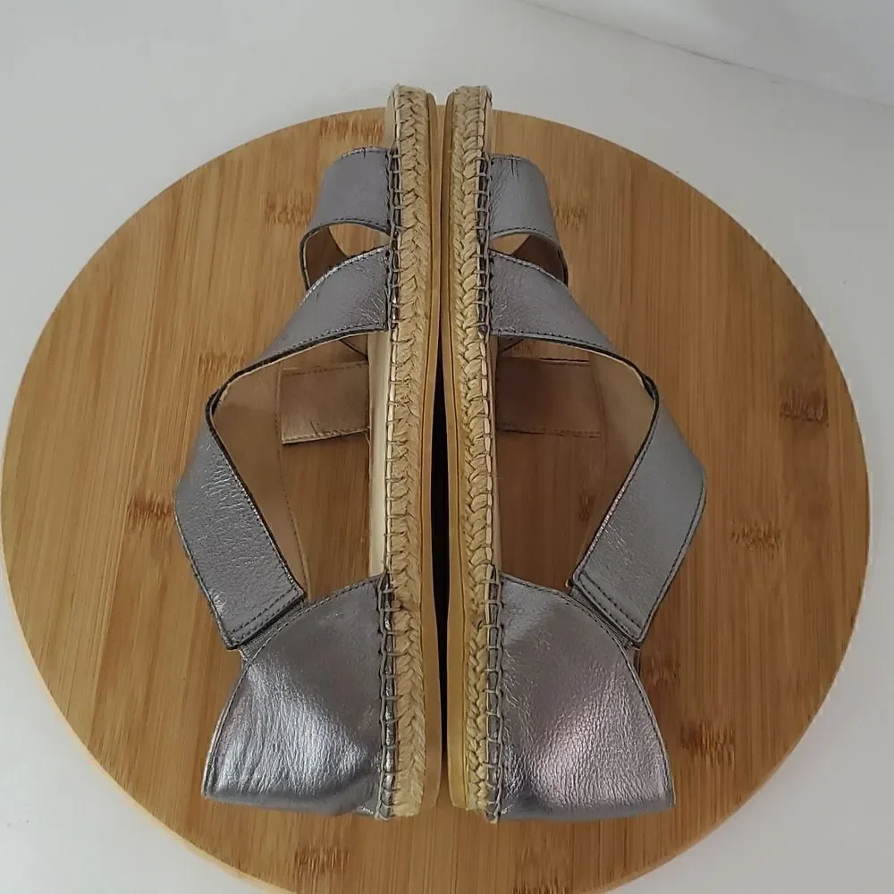 Laro Beach Metallic Pewter Espadrilles Women's Size 40